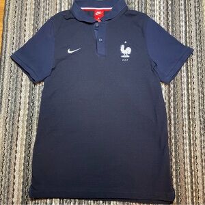 Navy blue Nike FFF France striped polo shirt size L